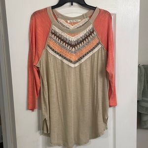 Free people crochet raglan tee